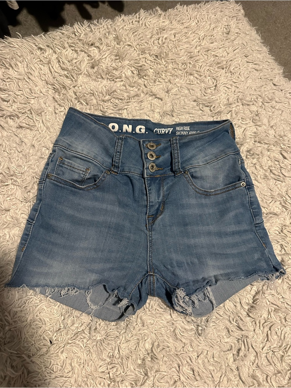 S.O.N.G. Curvy High-Rise Blue Denim Jean Shorts